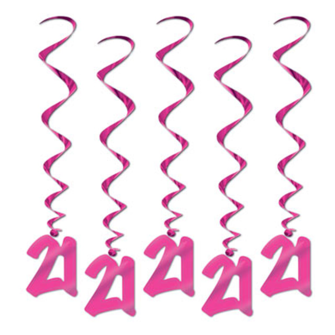 Beistle Pack of 30 Pink 21st Birthday Metallic Spiral Hanging Party Decoration Whirls 36"